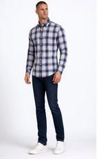 Purple & White Multi-Check Casual Shirt