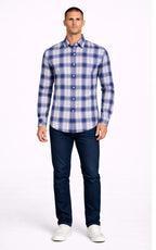 Purple & White Multi-Check Casual Shirt