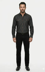 Charcoal Black Casual Denim Shirt
