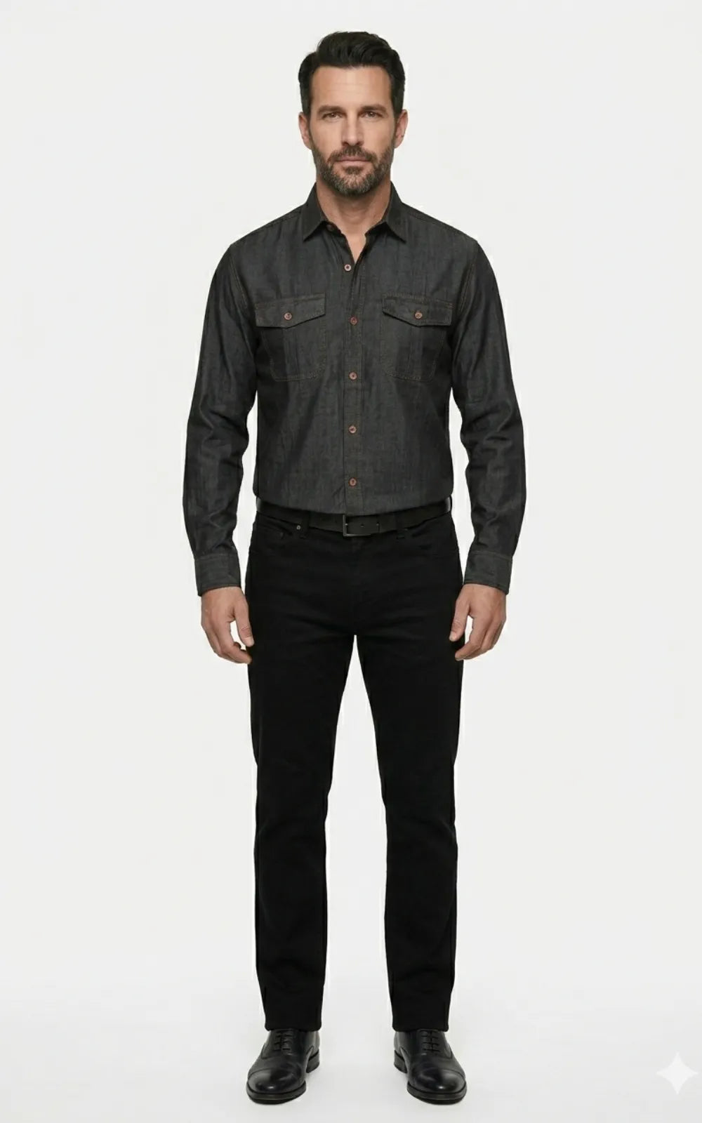 Charcoal Black Casual Denim Shirt