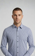 Navy Blue & White Gingham Casual Shirt