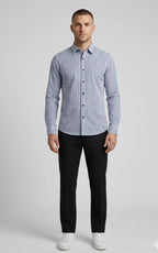Navy Blue & White Gingham Casual Shirt