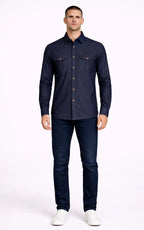 Dark Indigo Denim Cotton Casual Shirt