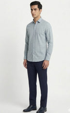 Light Blue Checkered Casual Shirt