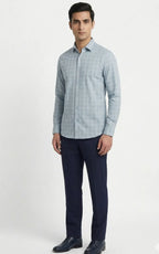 Light Blue Checkered Casual Shirt
