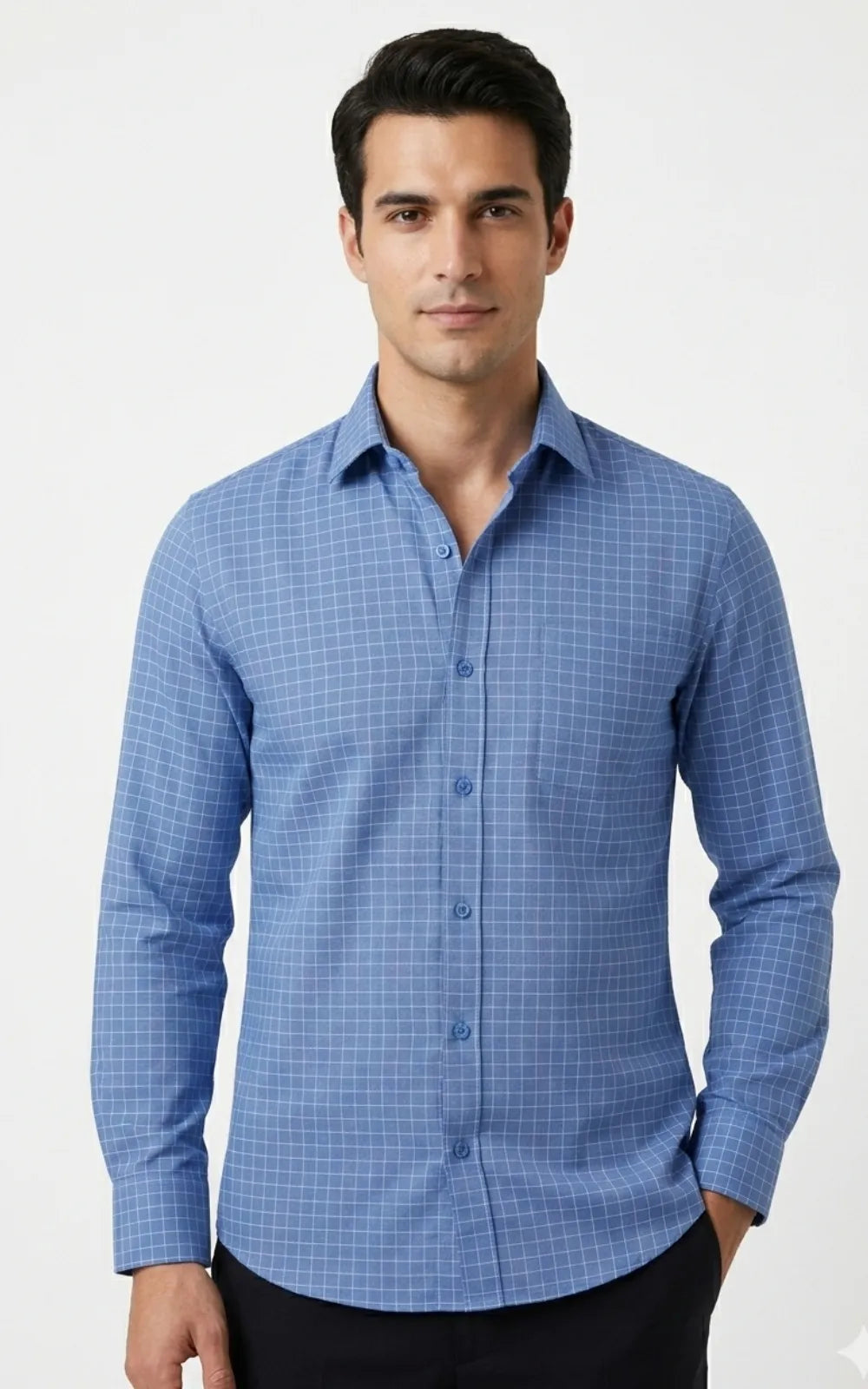 Light Blue with White Windowpane Grid Pattern