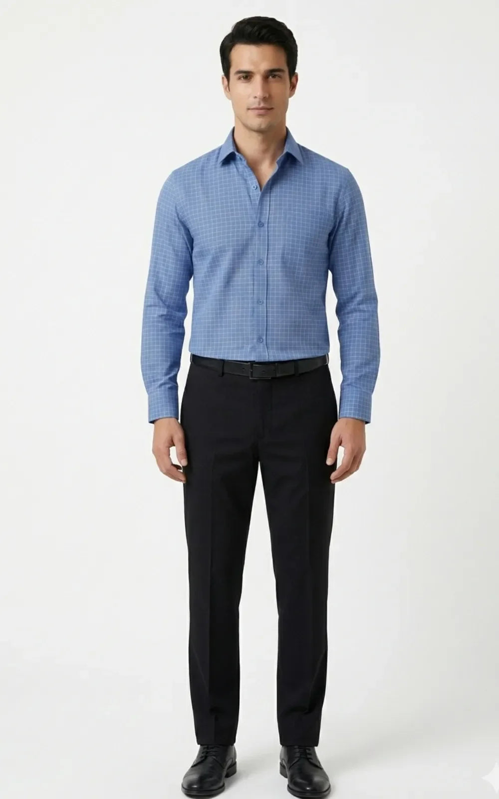 Light Blue with White Windowpane Grid Pattern