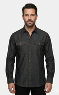 Charcoal Black Casual Denim Shirt