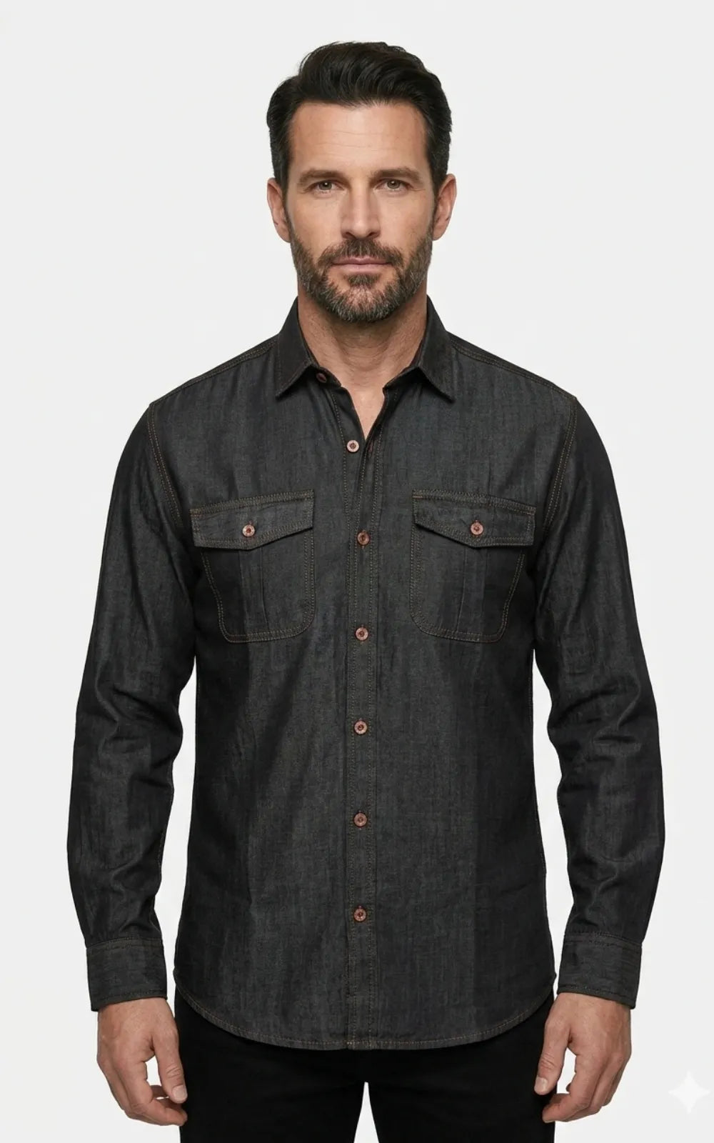 Charcoal Black Casual Denim Shirt