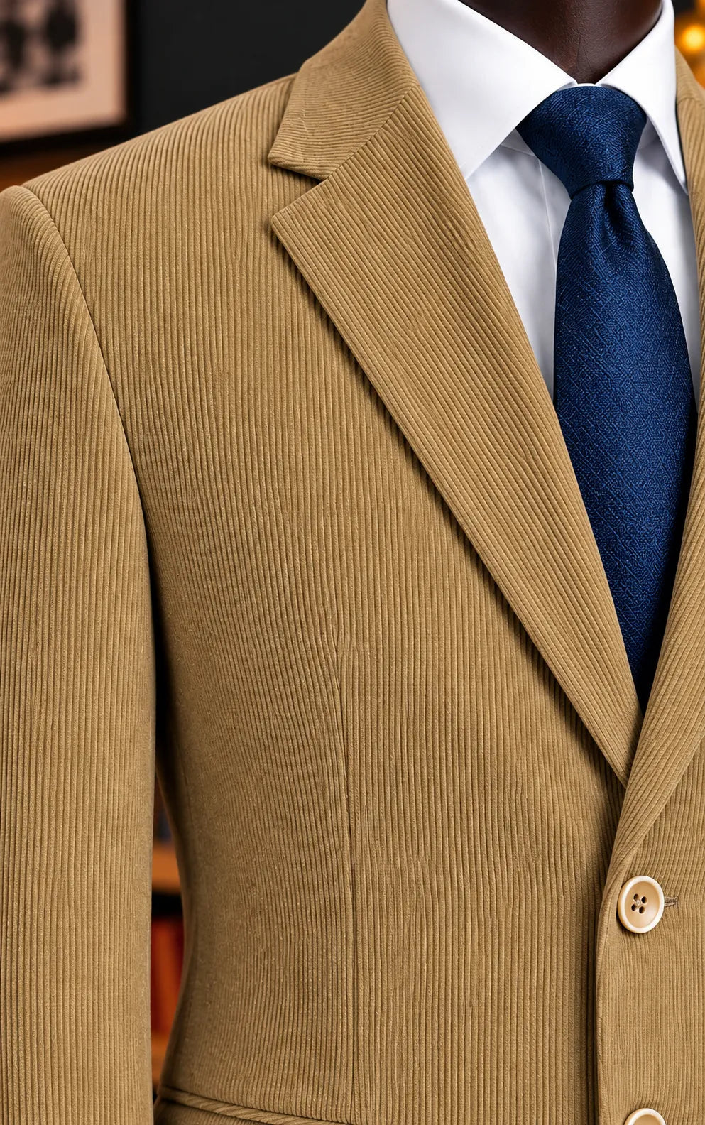Camel Brown Corduroy Casual Coat Last Option