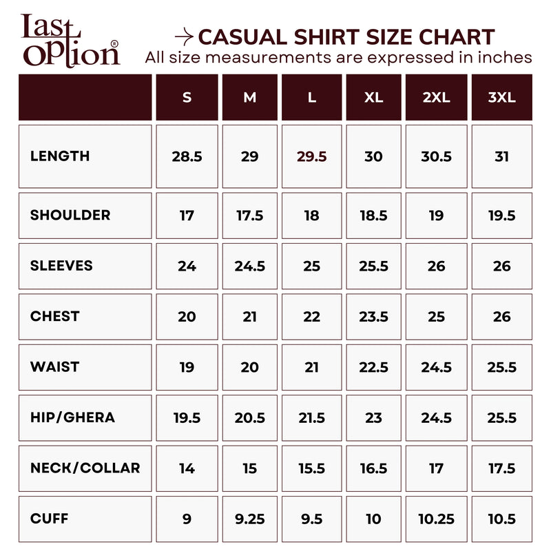 Size chart for Dark Blue with subtle Micro-checked Pattern