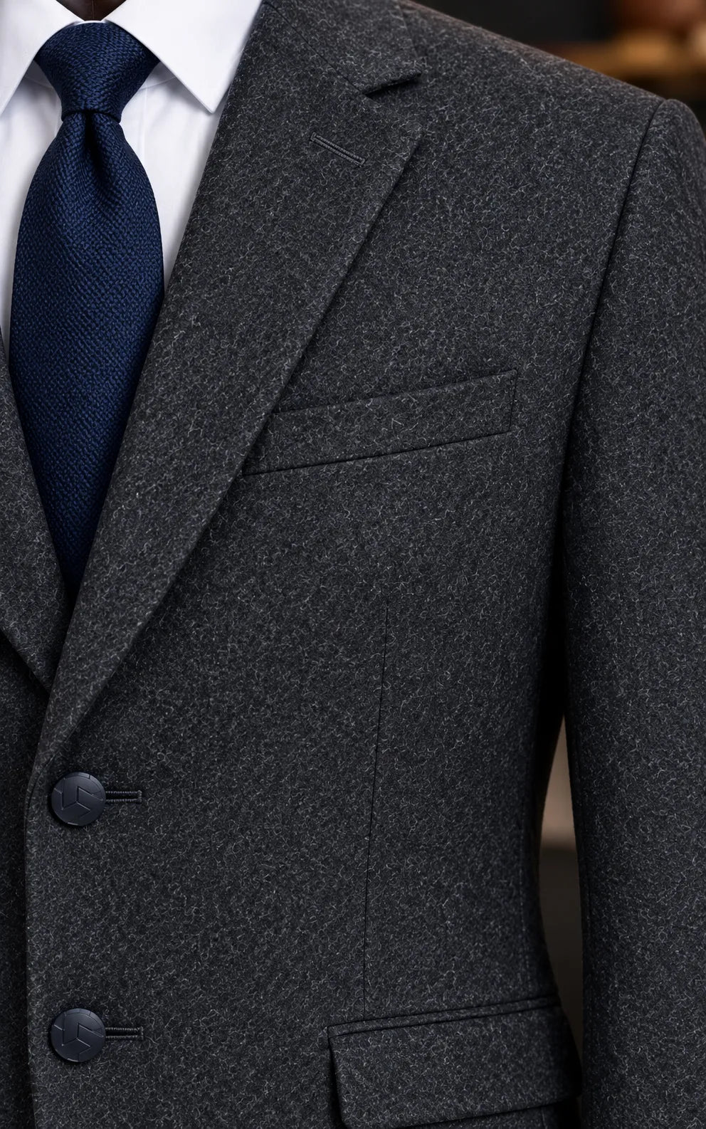 Charcoal Grey Tweed Wool Casual Coat Last Option