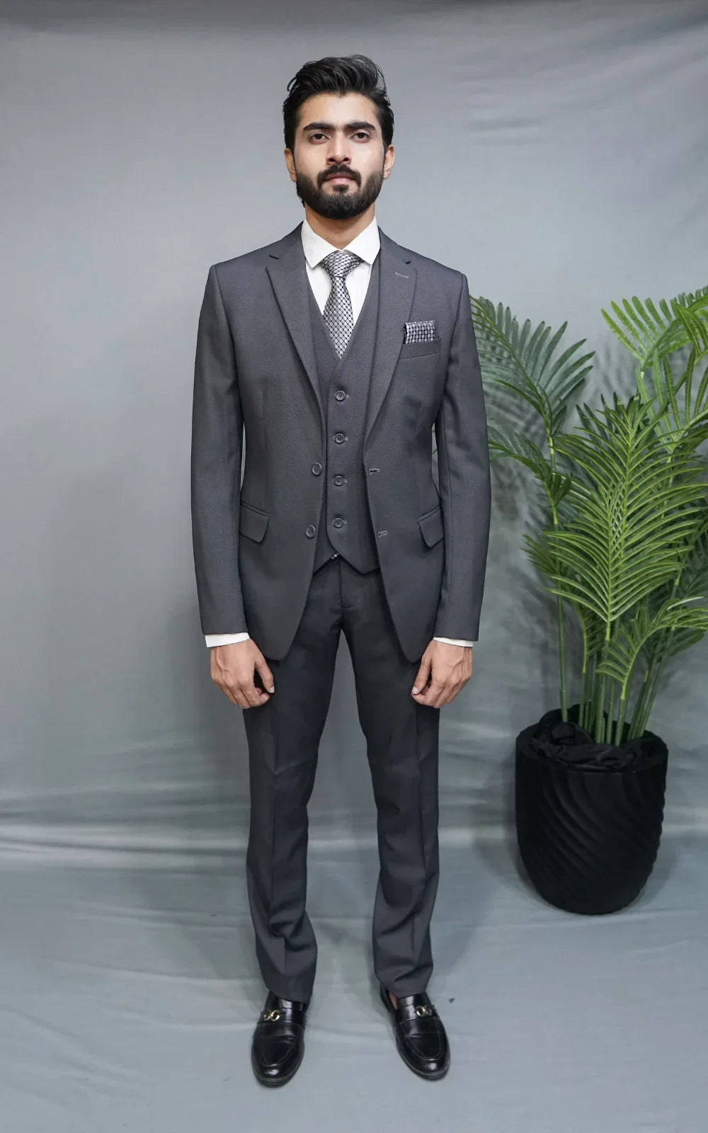 Charcoal 3-Piece Tropical Suit