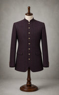 Maroon Black Jacquard Stripe Prince Coat