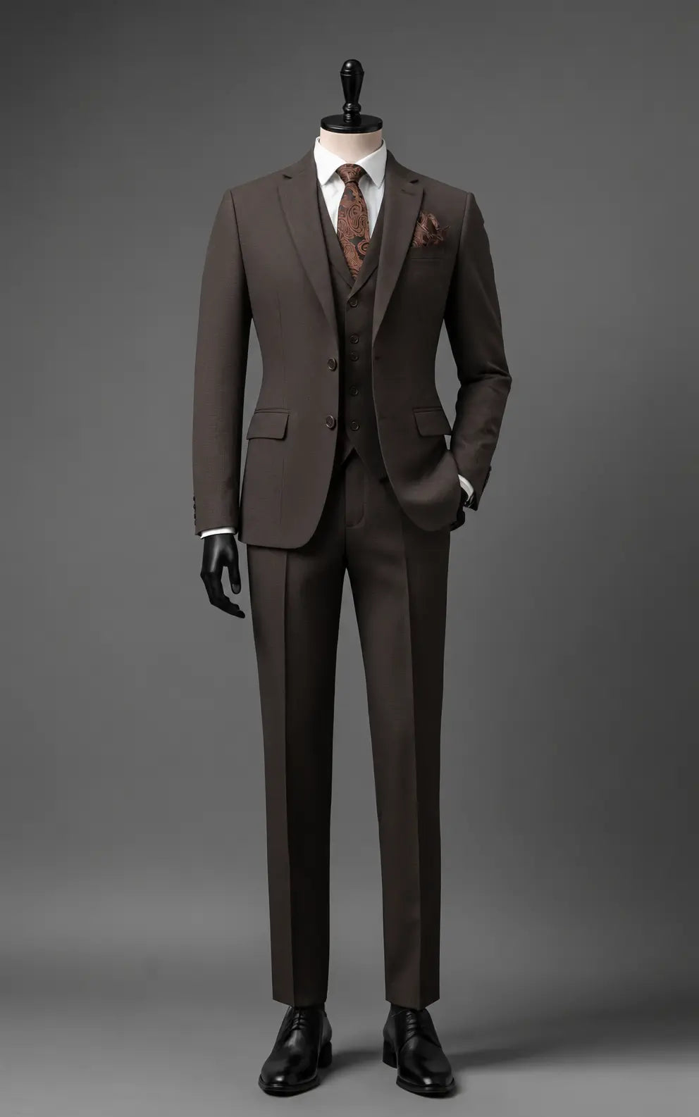 Dark Brown Three Piece Suit
