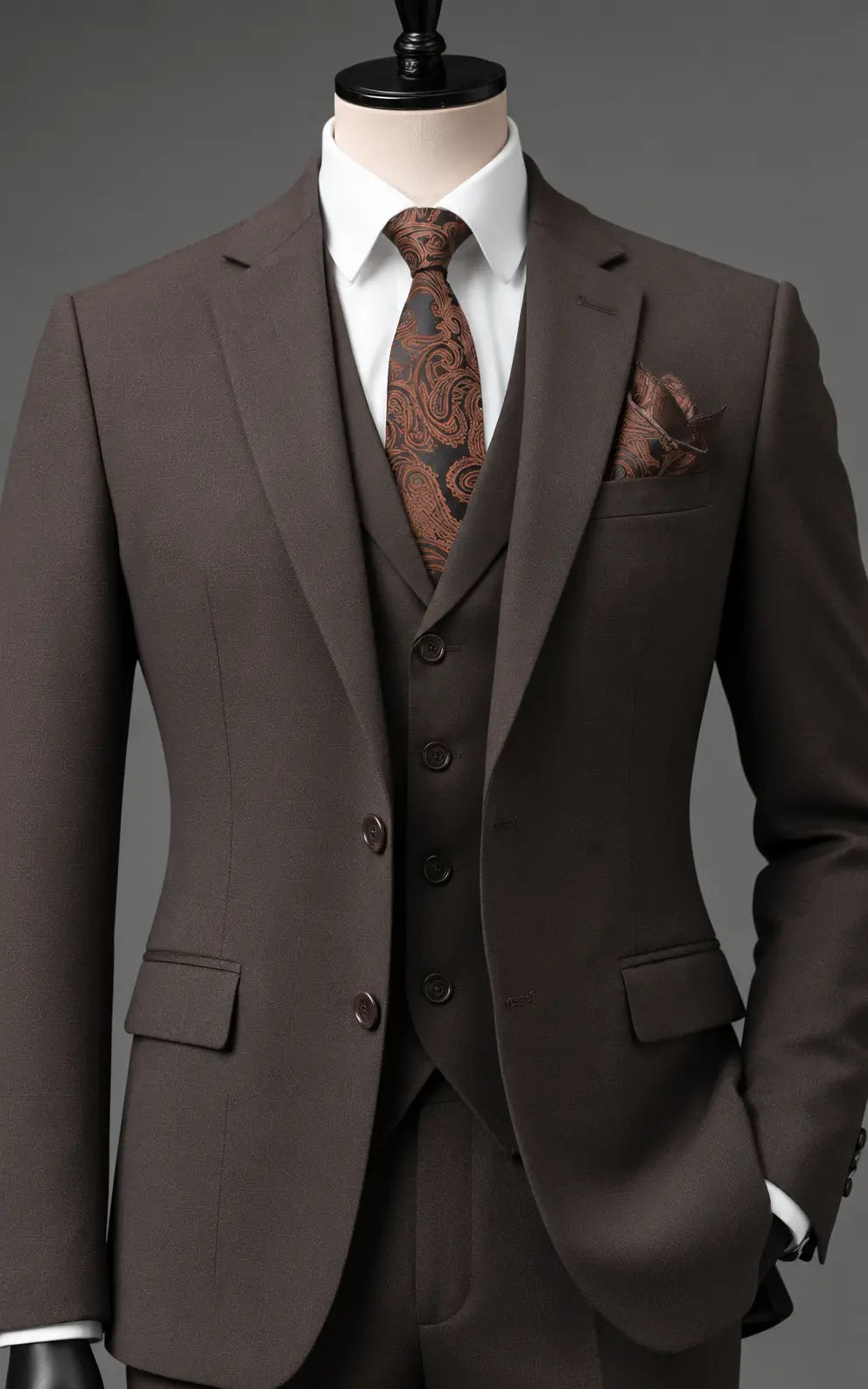 Dark Brown Three Piece Suit