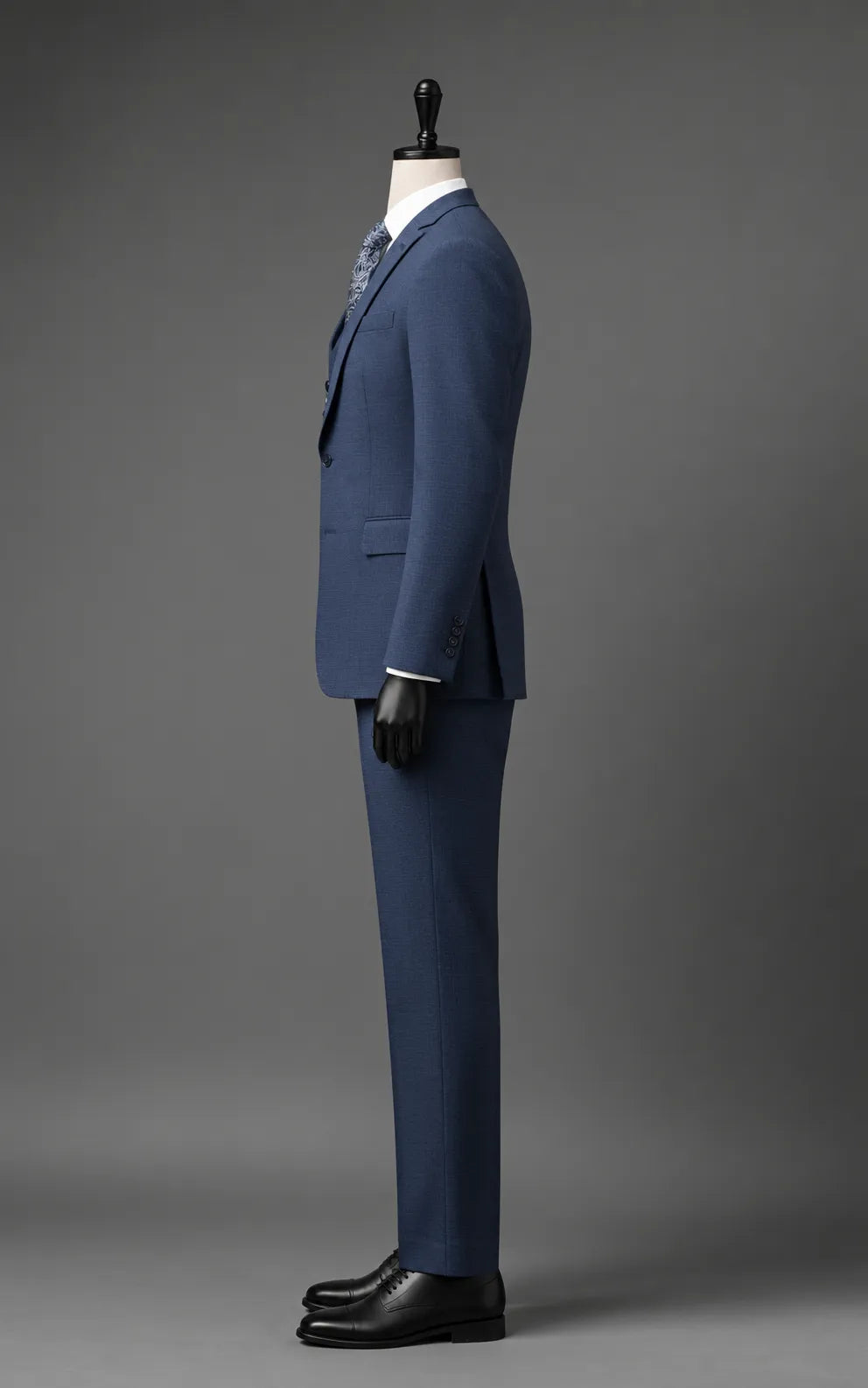Navy Blue Suit with Contrast Double-Breasted Waistcoat