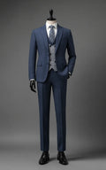 Navy Blue Suit with Contrast Double-Breasted Waistcoat