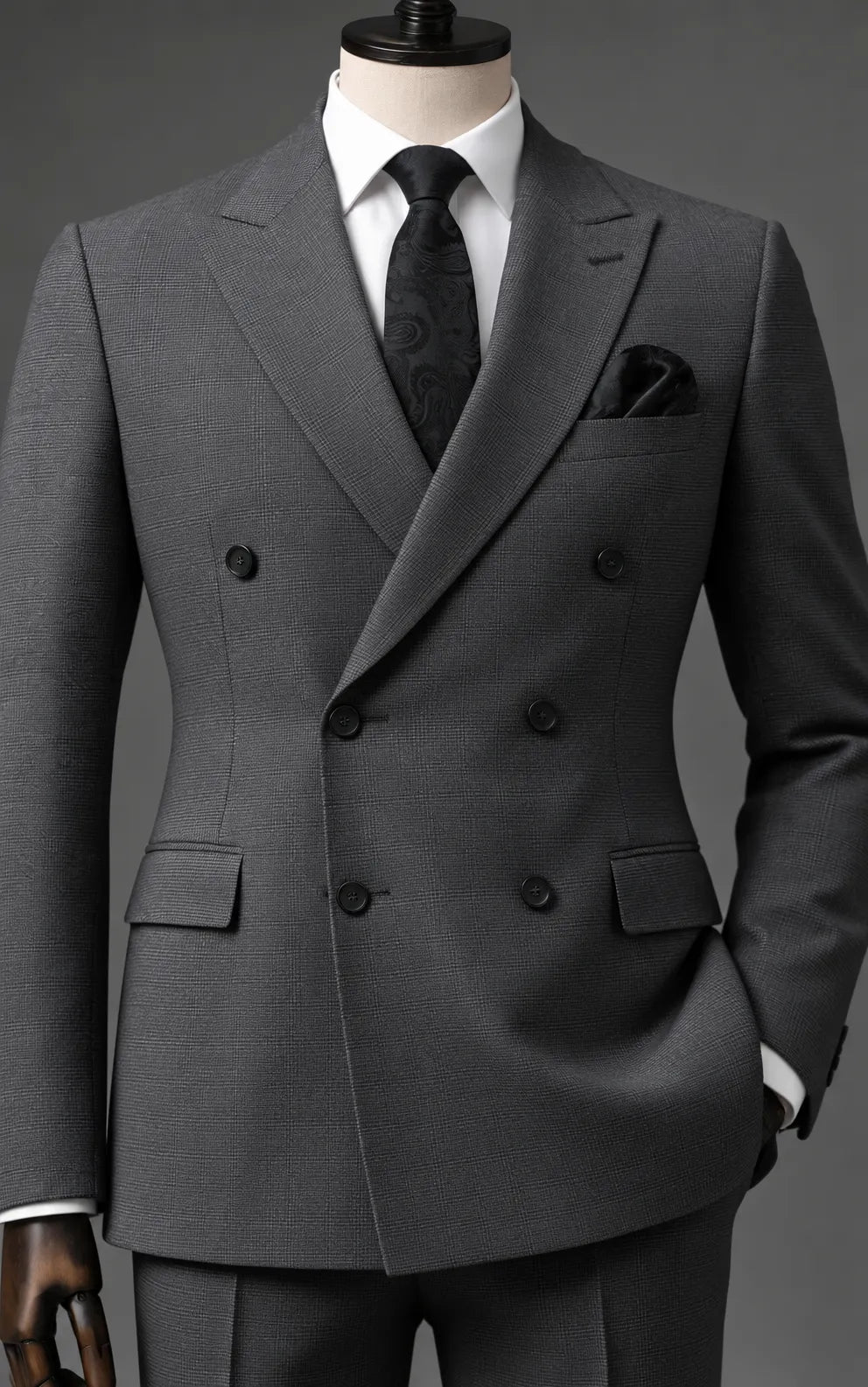 Charcoal Grey Double-Breasted Suit