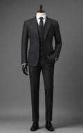 Charcoal Grey Textured Three Piece Suit