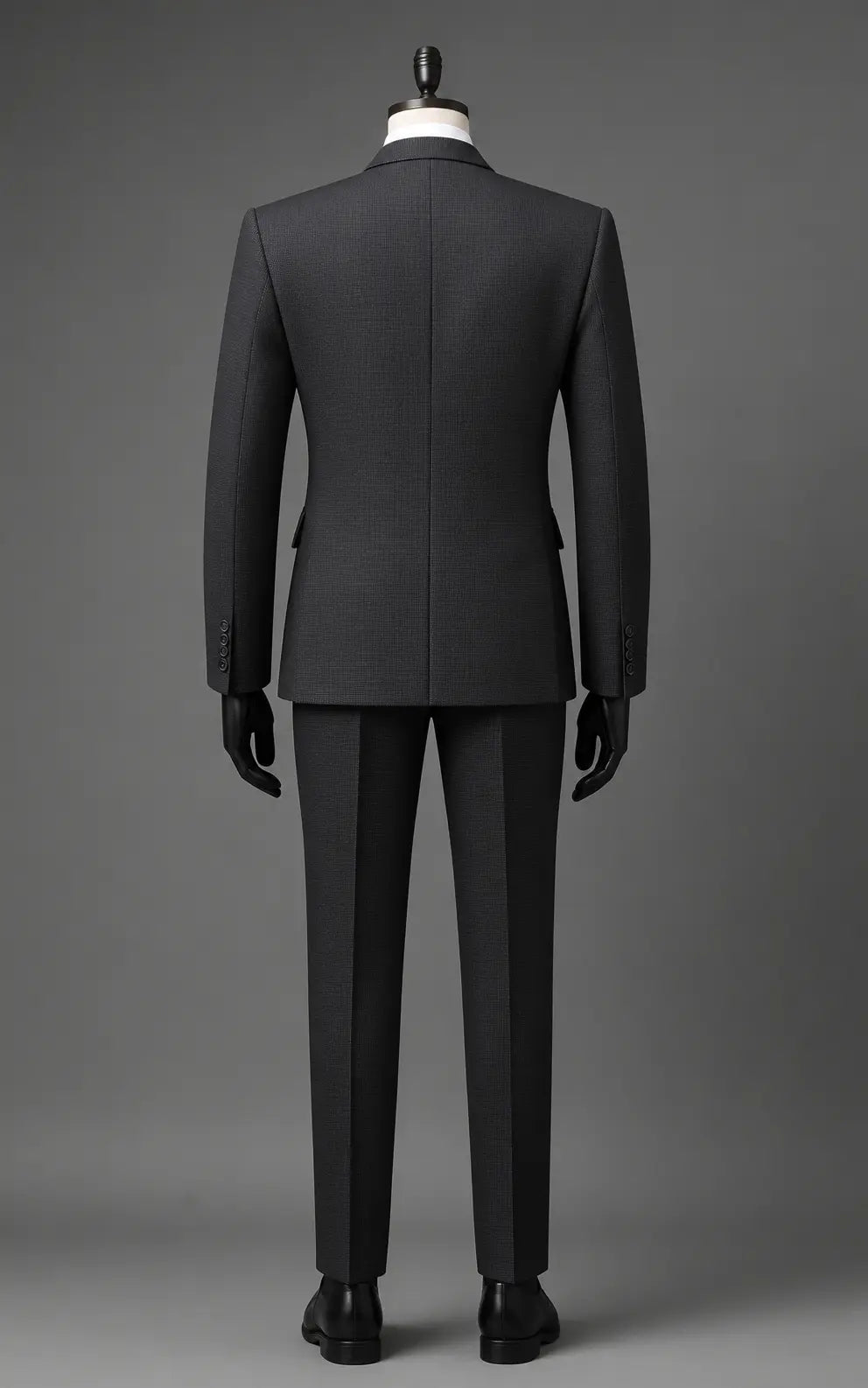 Charcoal Grey Textured Three Piece Suit