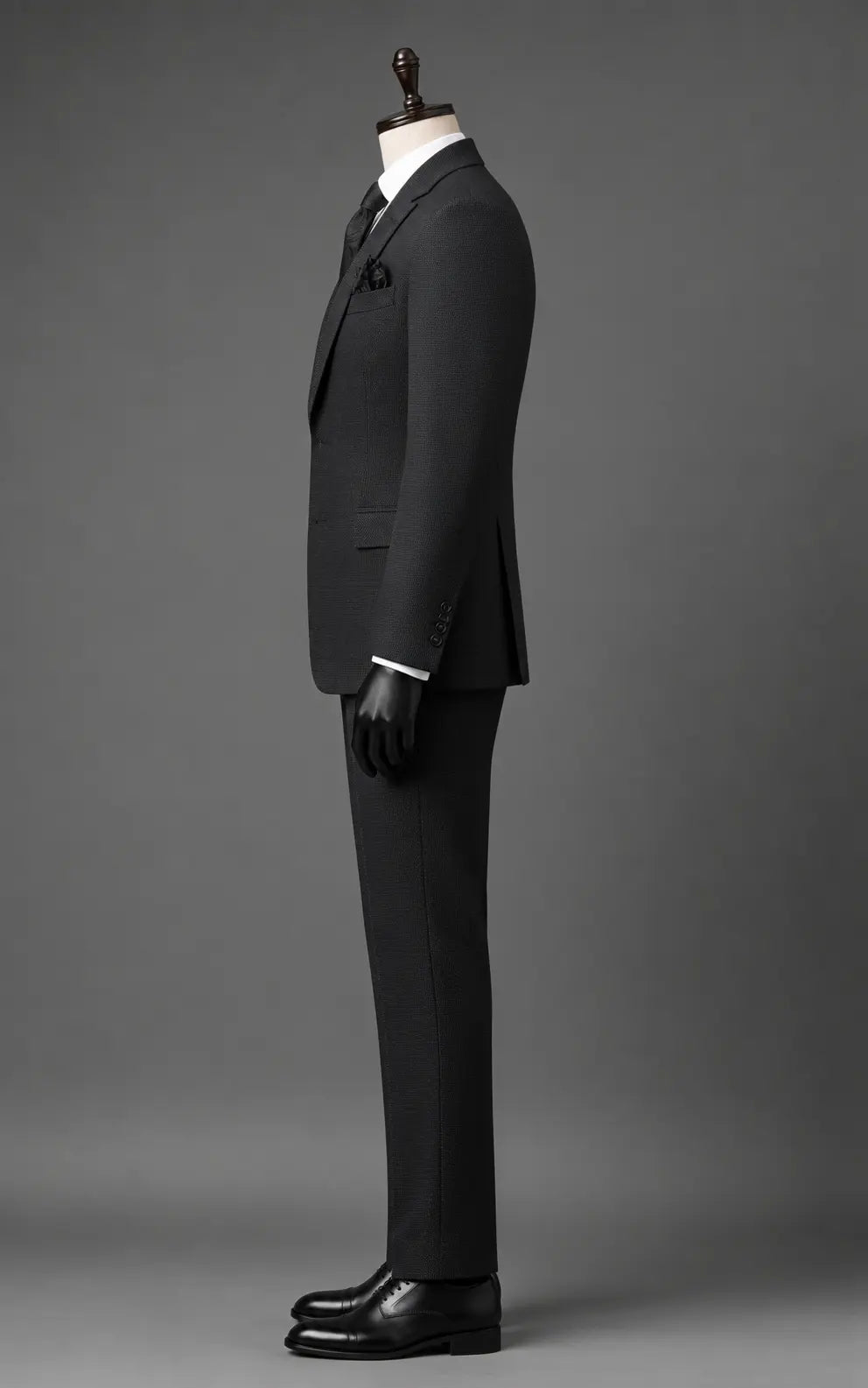Charcoal Grey Textured Three Piece Suit