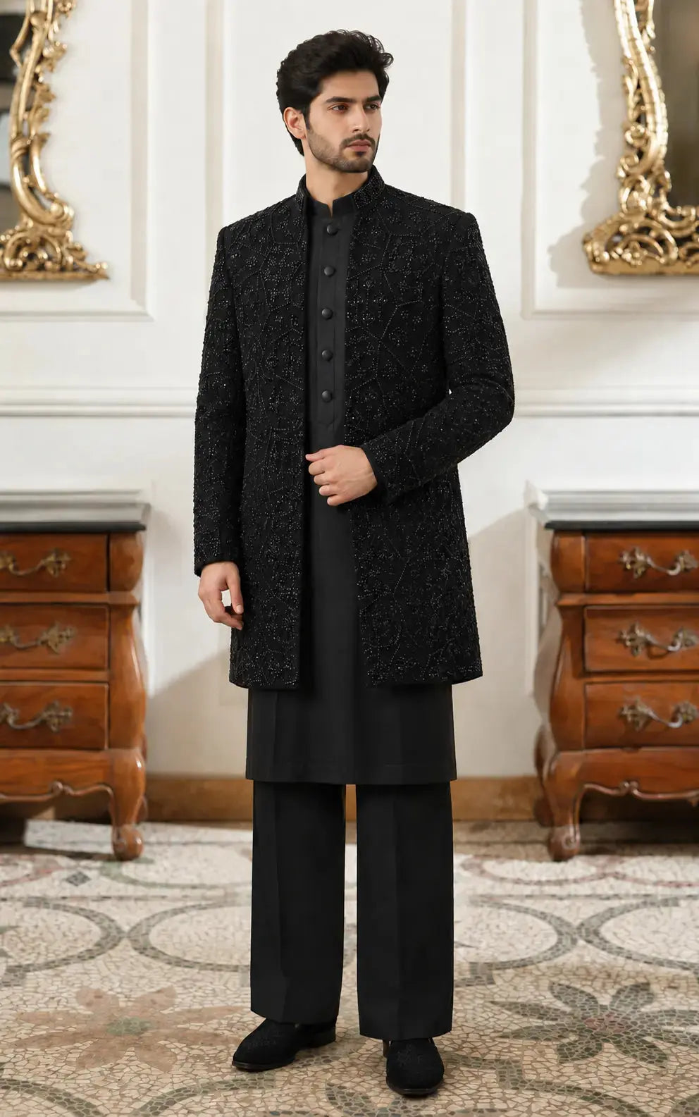 Black Embellished sweat valwet Open Goan Last Option