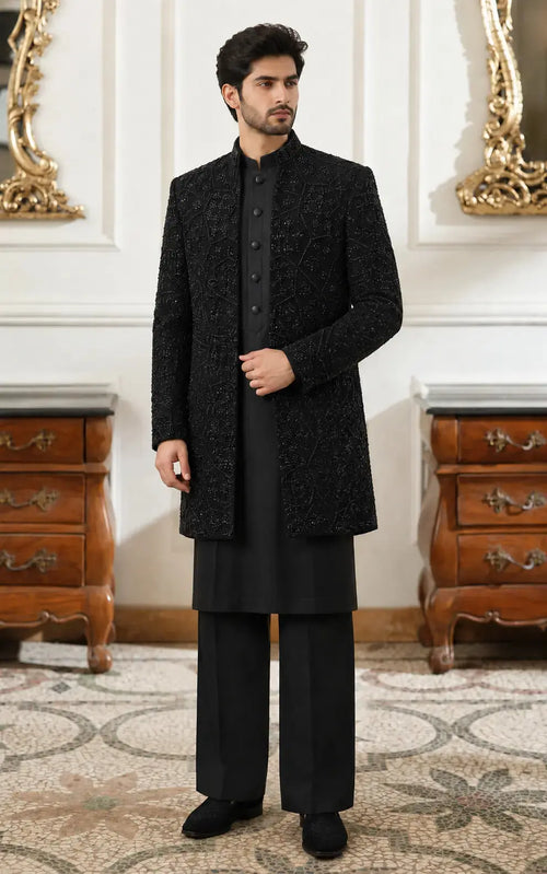 Black Embellished sweat valwet Open Goan Last Option