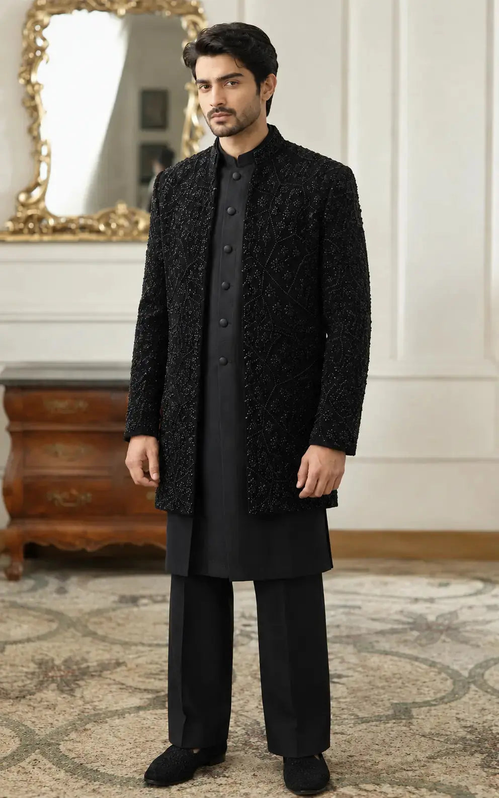 Black Embellished sweat valwet Open Goan Last Option