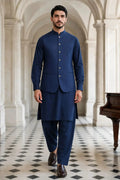 Midnight Navy Blue Shalwar Kameez with Waistcoat Last Option