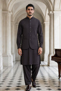 Dark Brown Shalwar Kameez with Waistcoat