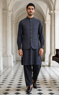 Dark Gray Shalwar Kameez with Waistcoat
