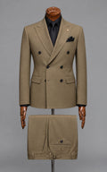 Khaki Beige Double-Breasted Suit Customized Article