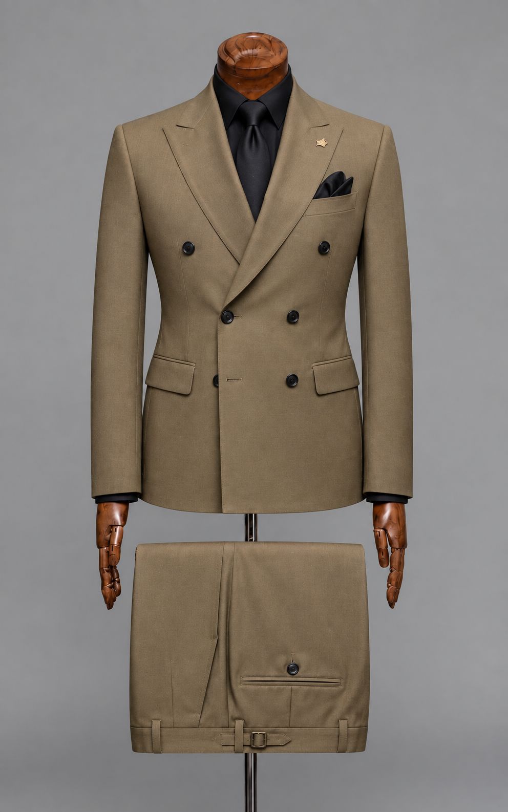 Khaki Beige Double-Breasted Suit Customized Article