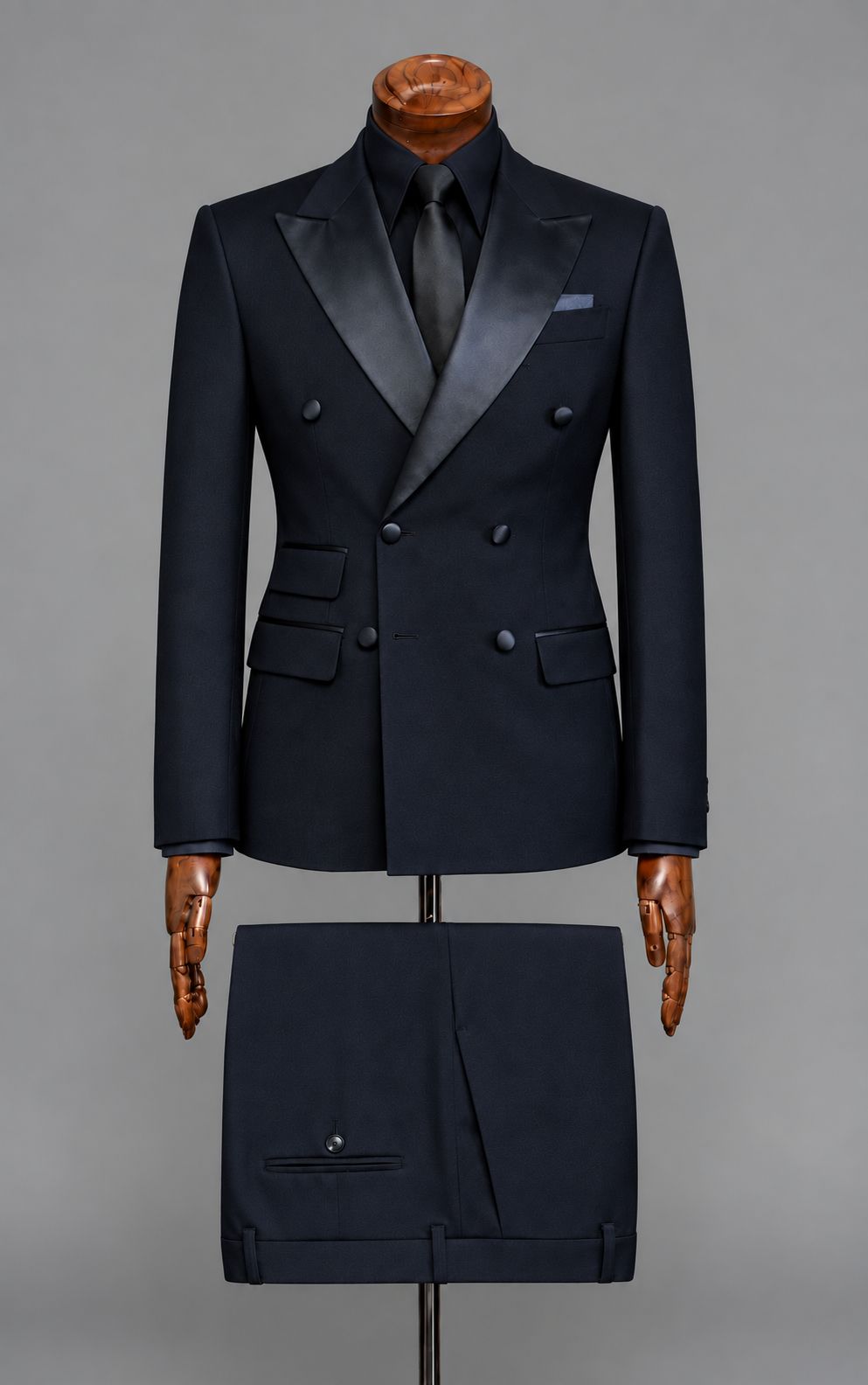 Navy Blue Double-Breasted Tuxedo Suit Customized Article