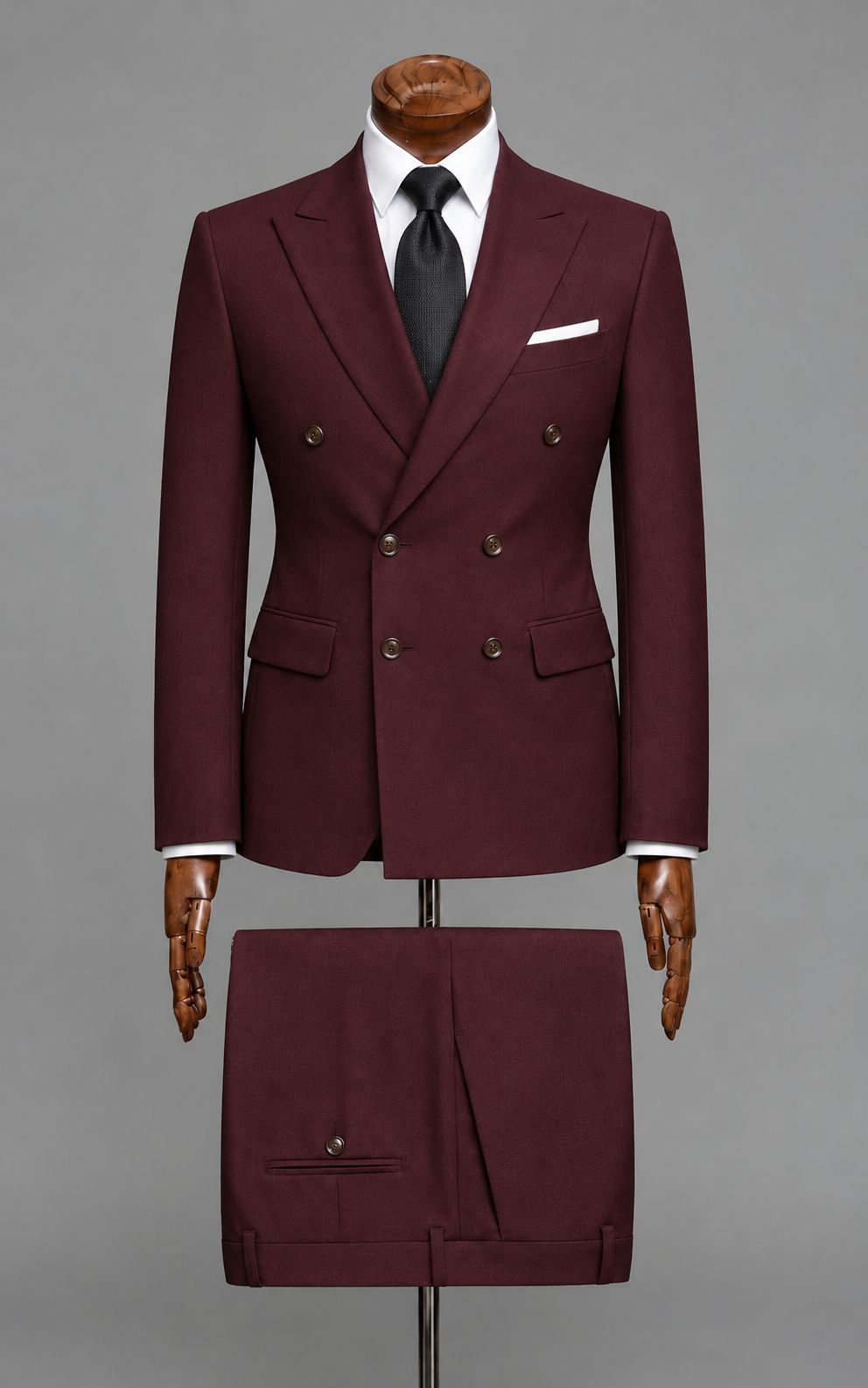 Maroon Double-Breasted Suit Customized Article