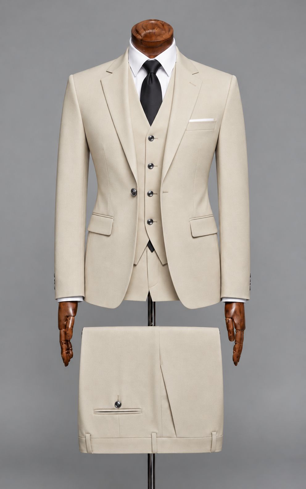 Beige 3-Piece Suit  Customized Article