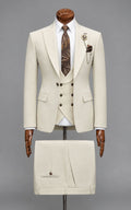 Ivory 3-Piece Suit with Double-Breasted Waistcoat Customized Article