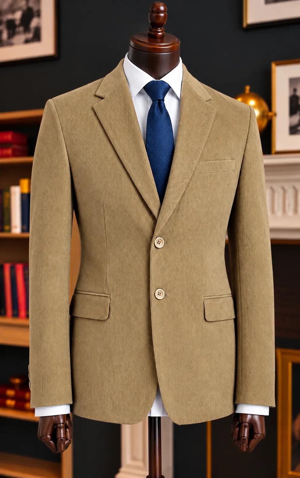 Camel Brown Corduroy Casual Coat Last Option