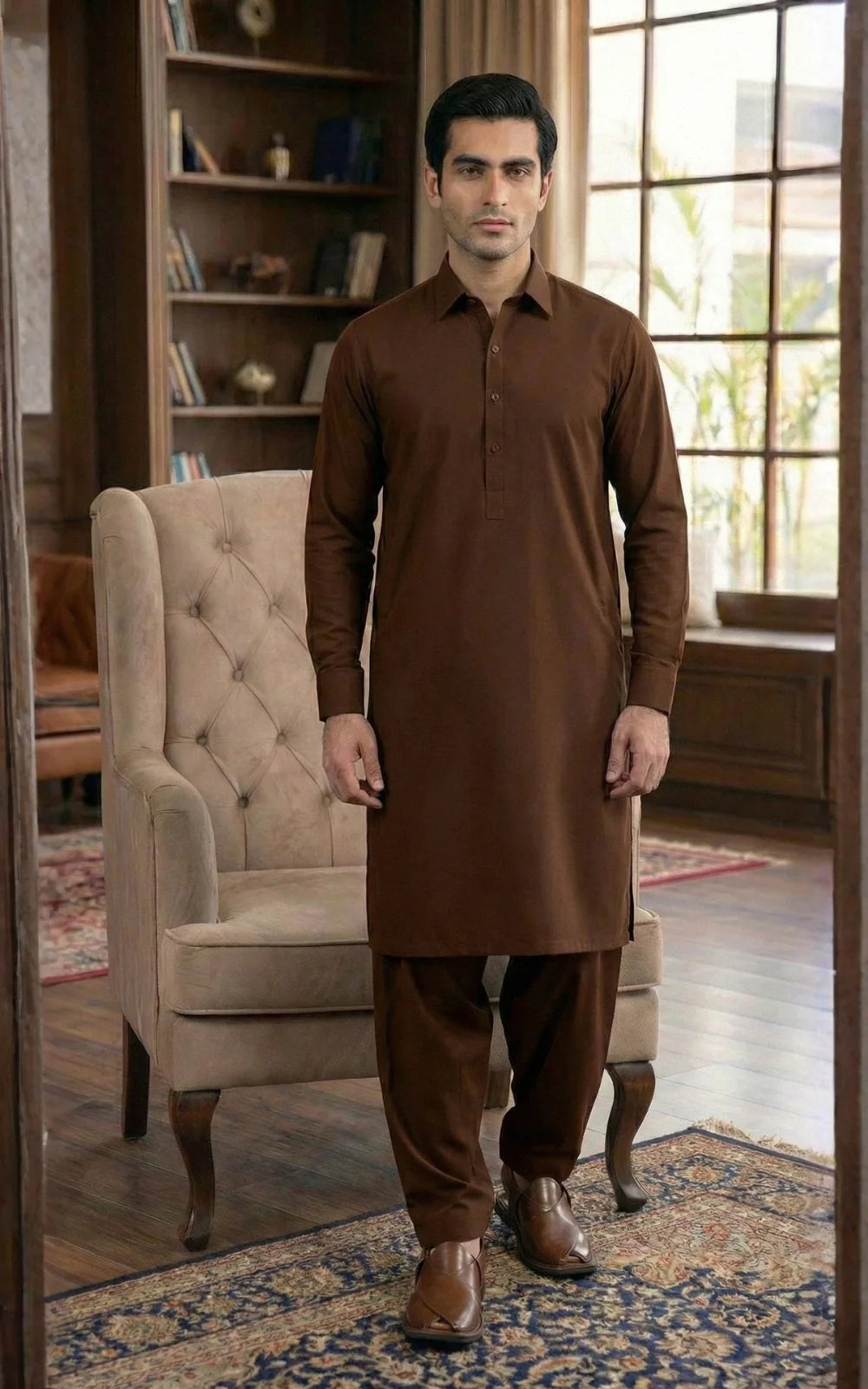 Dark Brown Shalwar Kameez
