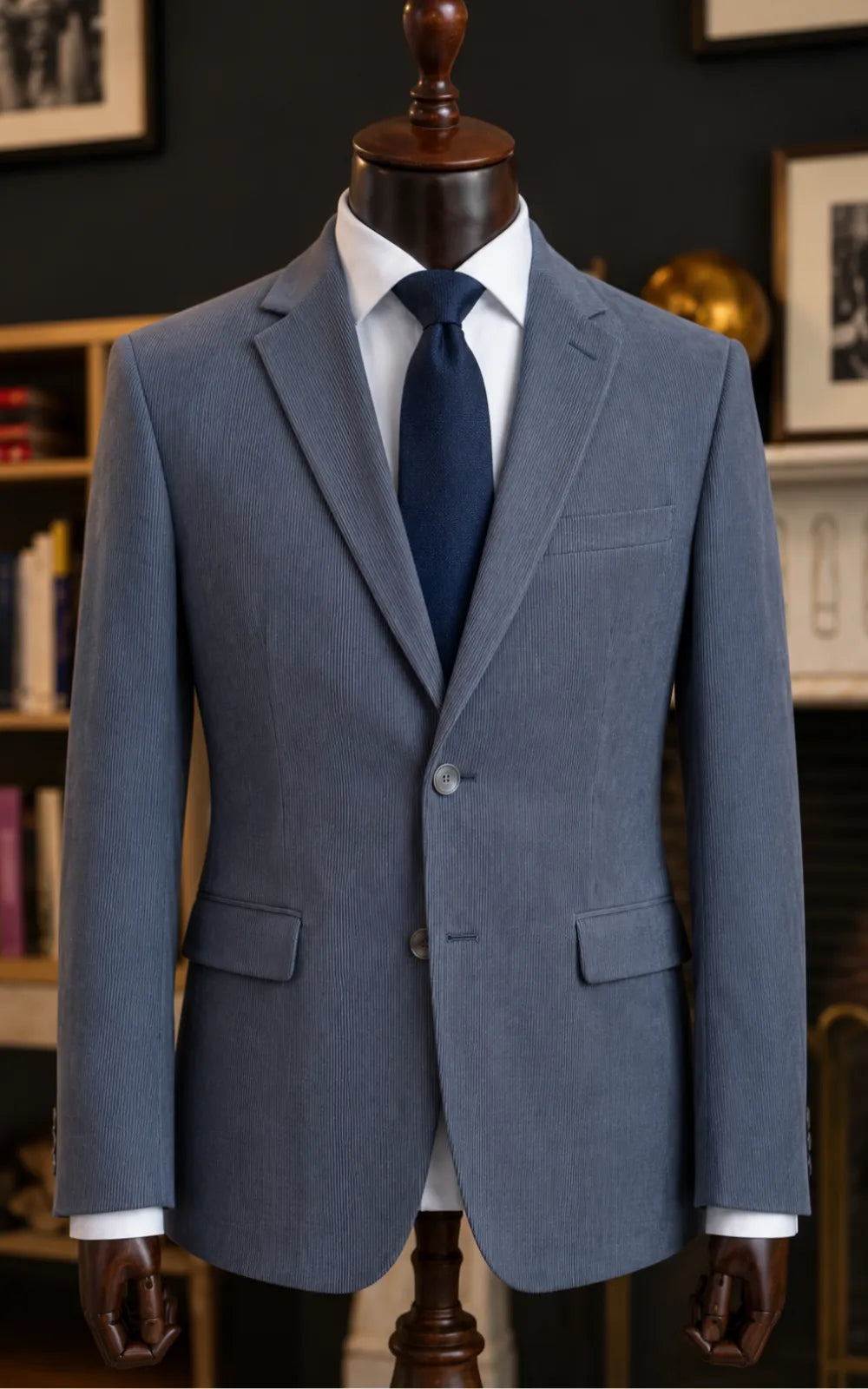 Grey Corduroy Casual Coat Last Option