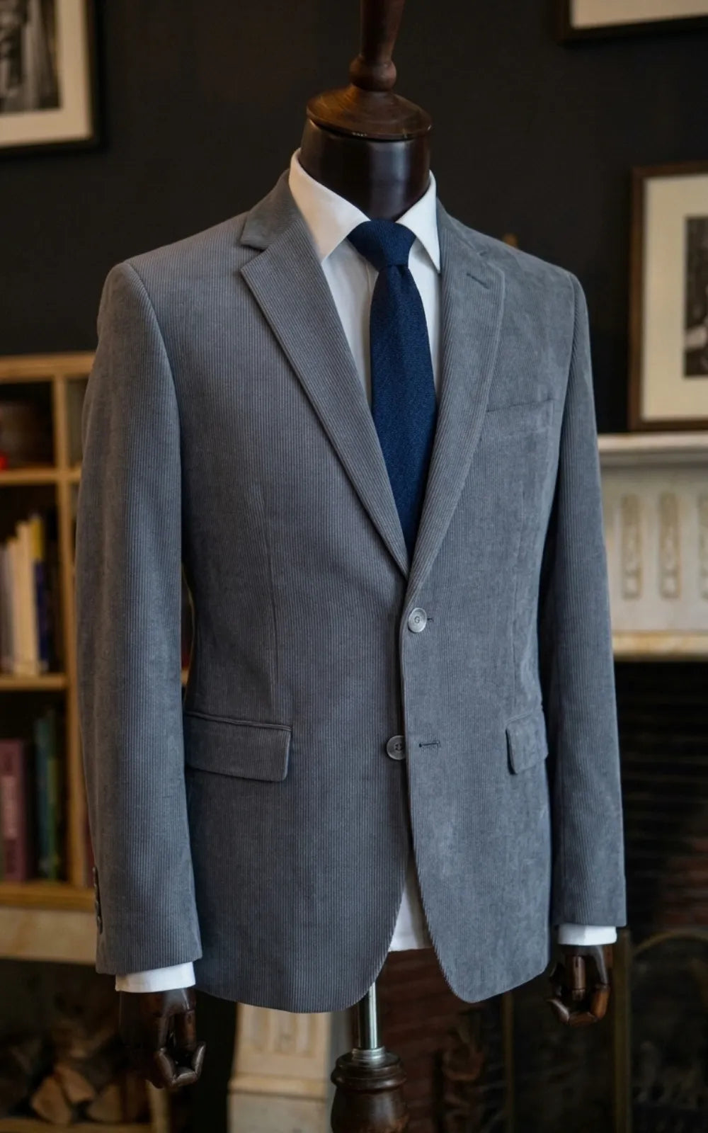 Grey Corduroy Casual Coat Last Option