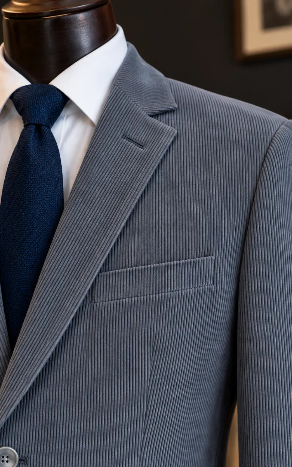 Grey Corduroy Casual Coat Last Option