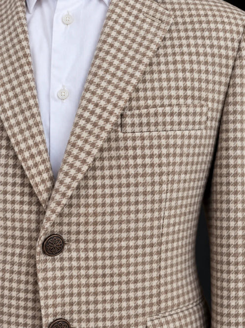 Beige Brown Tweed Wool Casual Coat Last Option