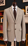 Beige Brown Tweed Wool Casual Coat Last Option