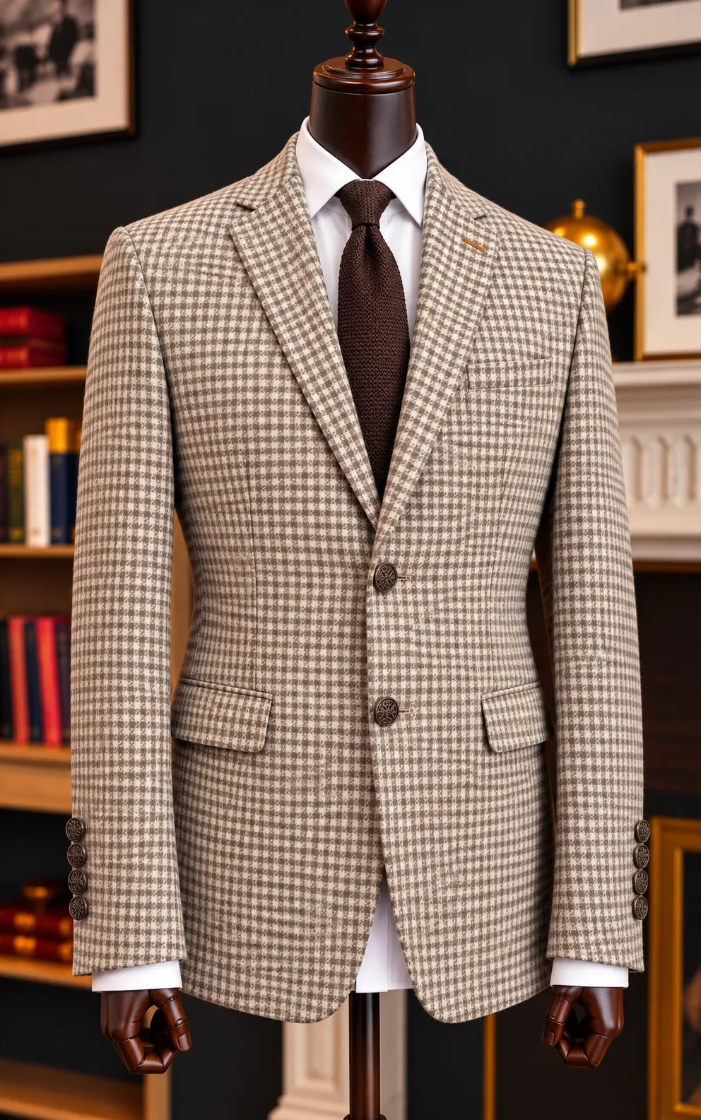 Beige Brown Tweed Wool Casual Coat Last Option
