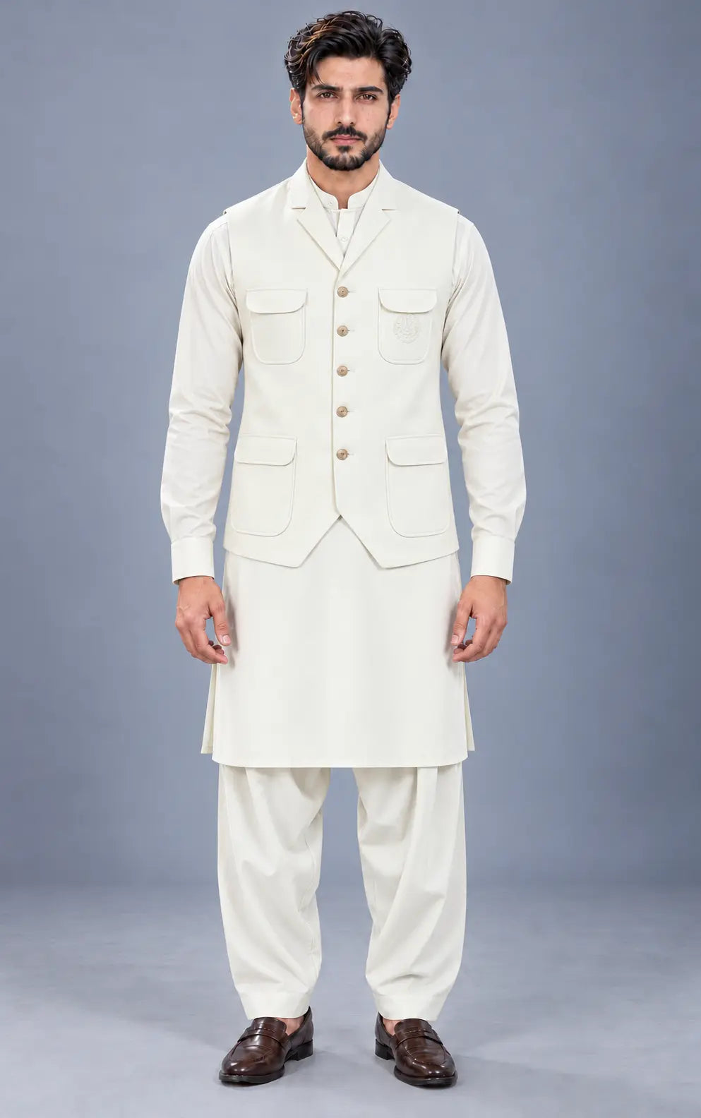 Ivory Customized Shalwar Kameez with Fabric Last Option