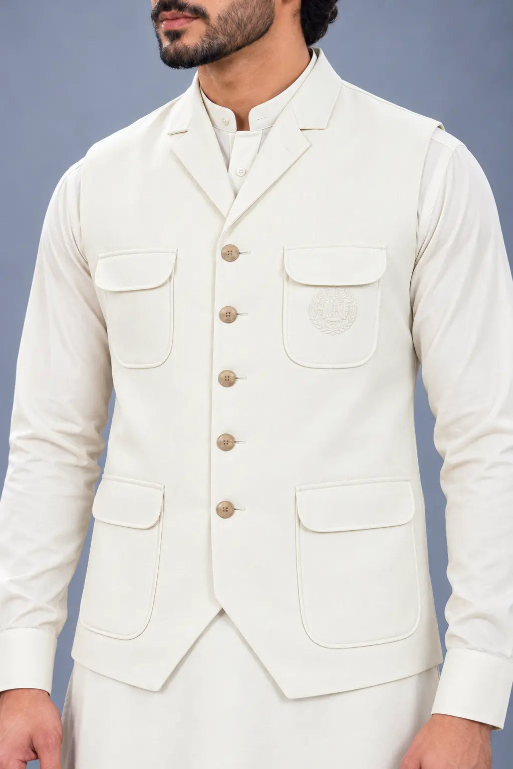 Ivory Customized Shalwar Kameez with Fabric Last Option