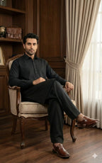 Jet Black Shalwar Kameez