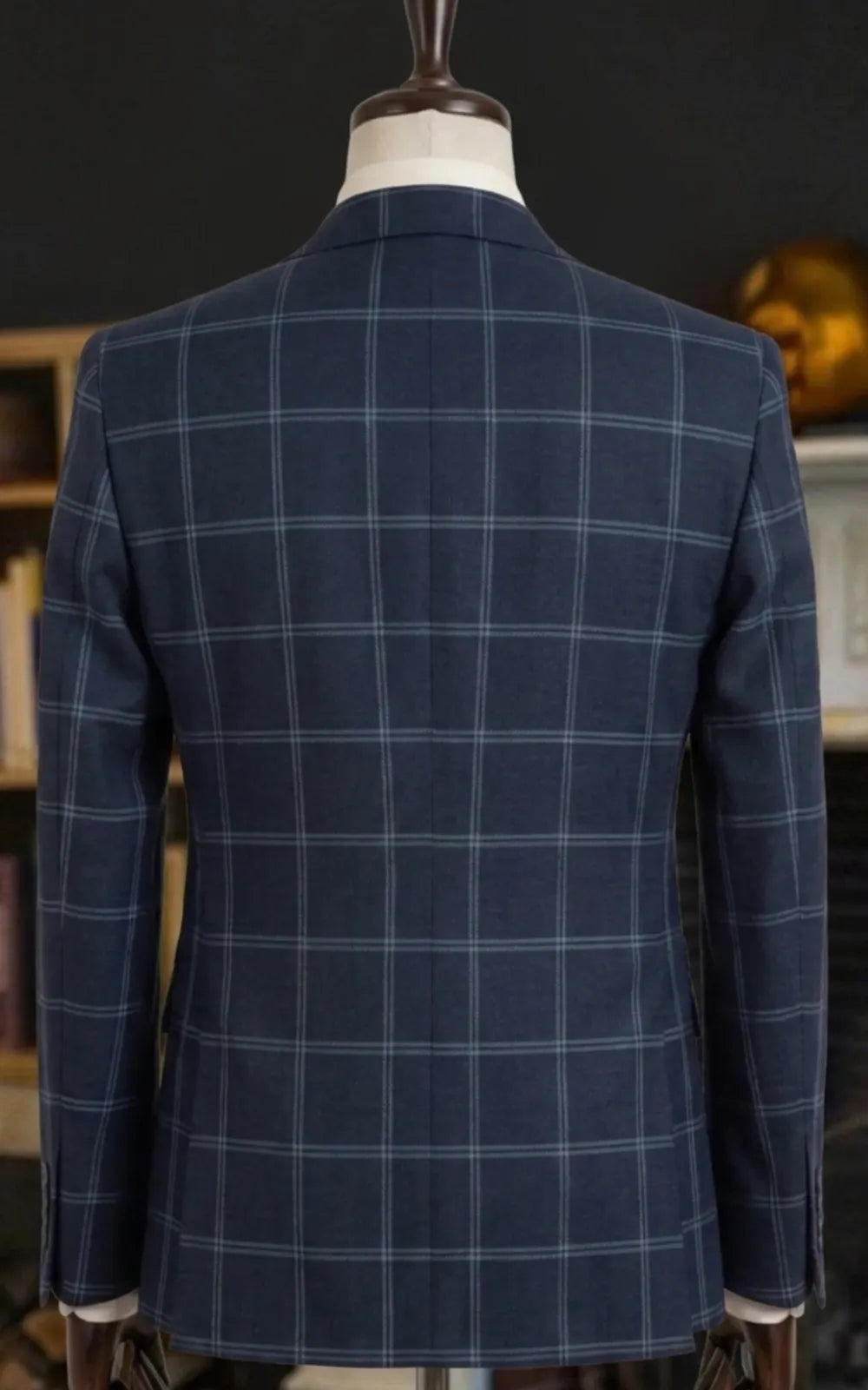 Midnight Navy Tropical Tweed Check Casual Coat Last Option
